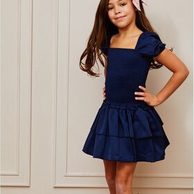 Theme Navy Lexi Smocked Cap Sleeve Dress