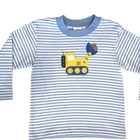 Luigi Kids Blue Stripe Backhoe LS Shirt
