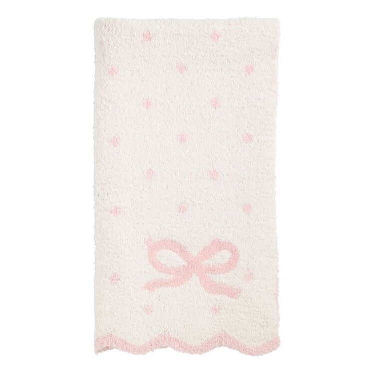Mud Pie Scalloped Bow Chenille Blanket