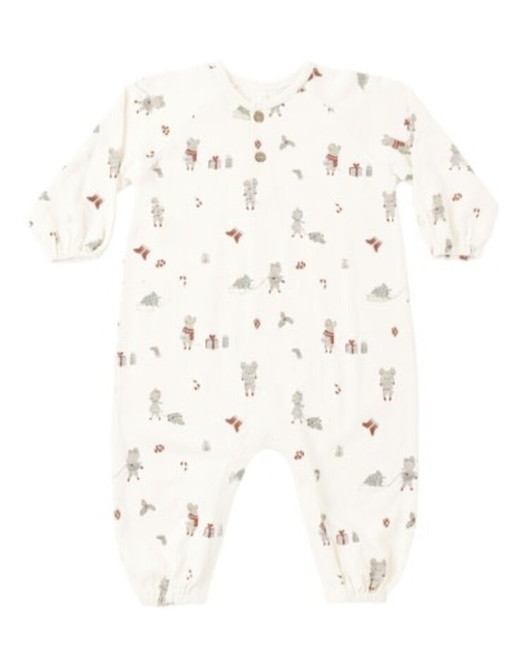 Rylee + Cru LLC Holiday Mouse Henley Jumpsuit