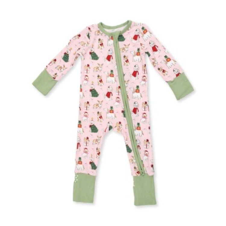 Angel Dear Christmas Dogs Pink Conv Romper