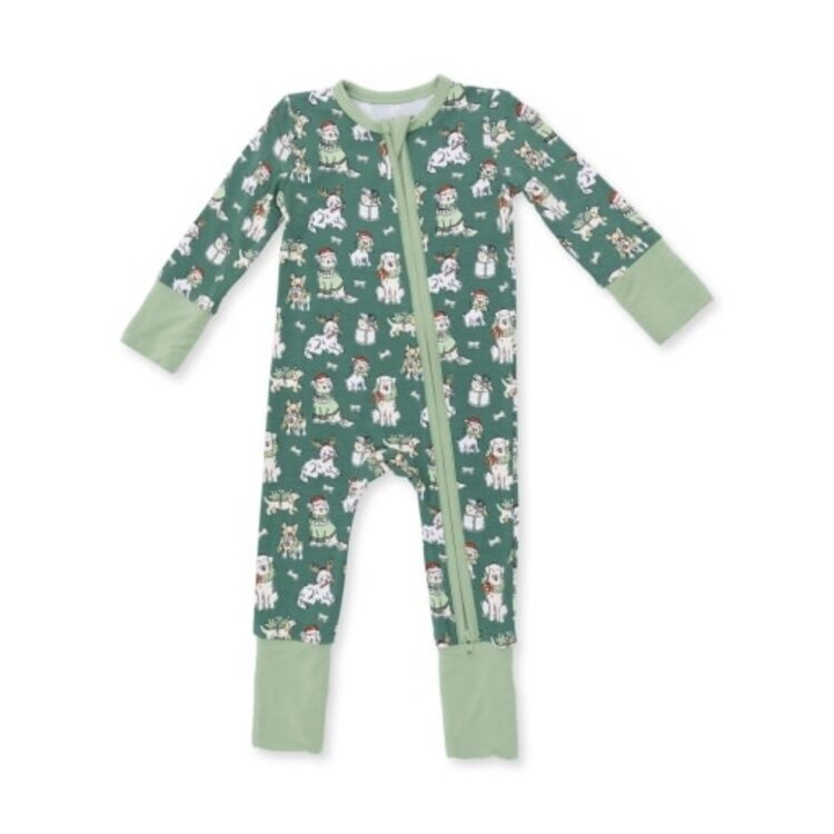 Angel Dear Christmas Dogs Green Conv Romper