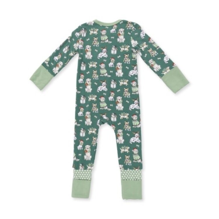Angel Dear Christmas Dogs Green Conv Romper