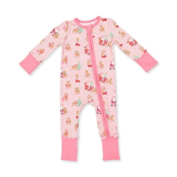 Angel Dear Vintage Reindeer & Santa Pink Conv Romper