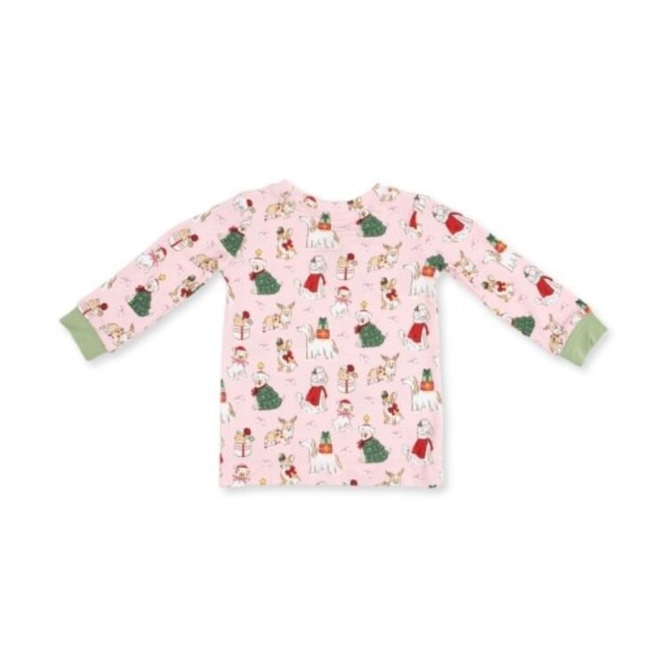 Angel Dear Christmas Dogs Pink Loungewear Set