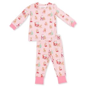 Angel Dear Vintage Reindeer & Santa Pink Loungewear Set