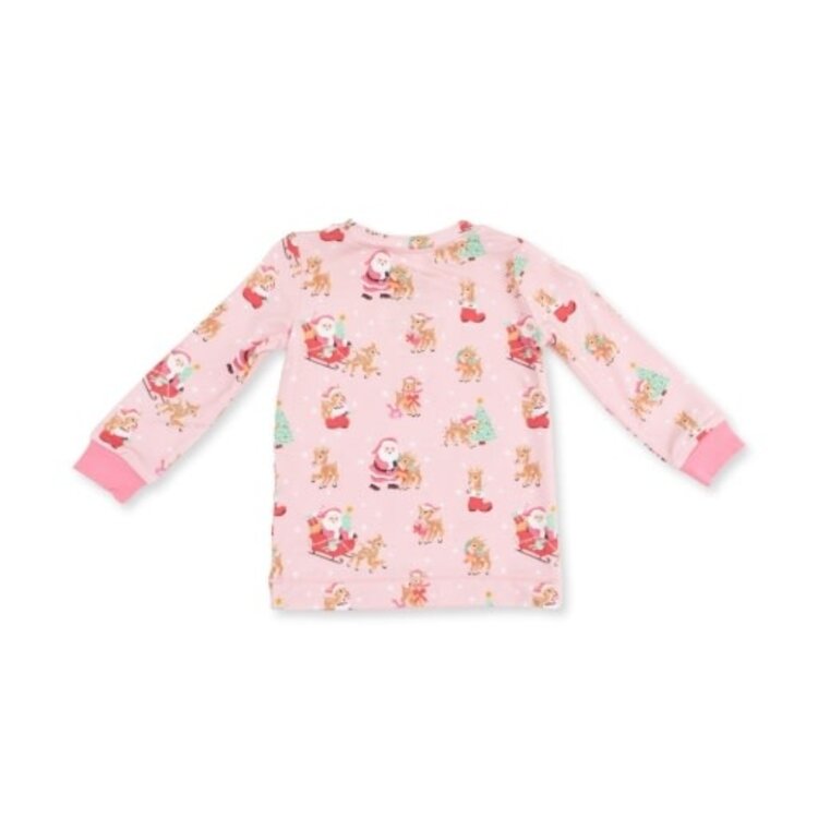 Angel Dear Vintage Reindeer & Santa Pink Loungewear Set