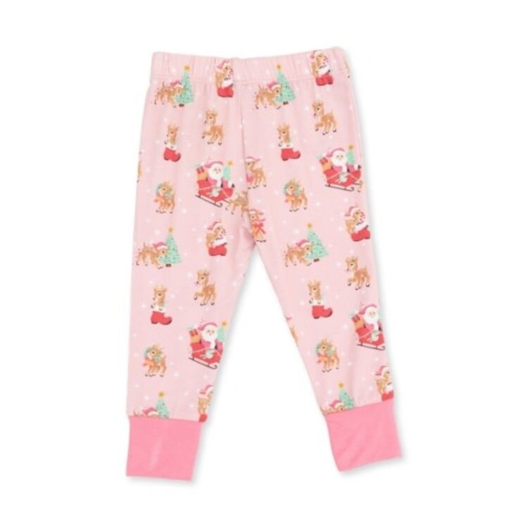 Angel Dear Vintage Reindeer & Santa Pink Loungewear Set