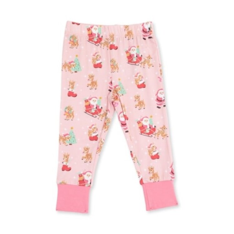 Angel Dear Vintage Reindeer & Santa Pink Loungewear Set