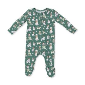 Angel Dear Christmas Dogs Green Zipper Footie