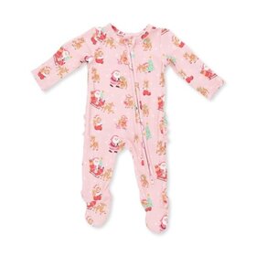 Angel Dear Vintage Reindeer & Santa Pink Zipper Footie