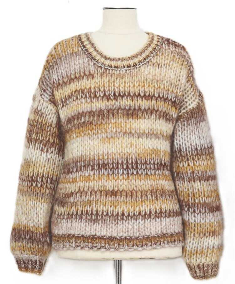 Molly Bracken Camel Multi Stripe Sweater