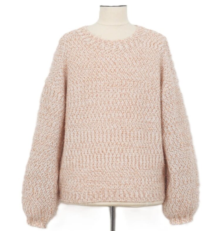 Molly Bracken Beige Metallic Sweater