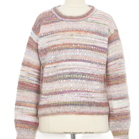 Molly Bracken Pink Sequin Multi Stripe Sweater