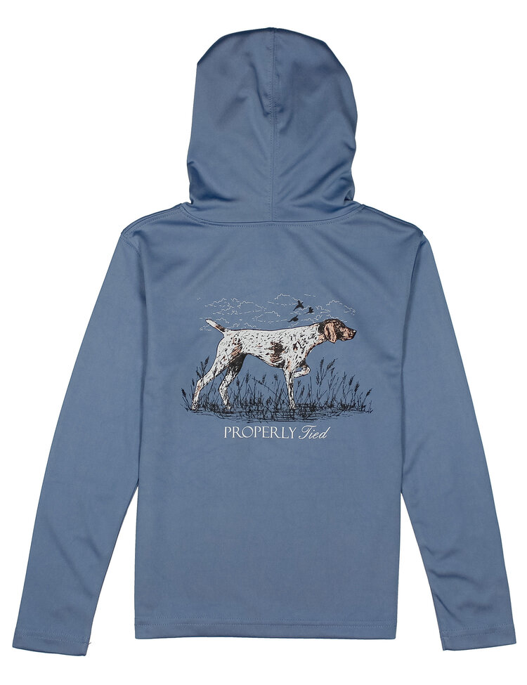 Properly Tied Stone Blue Pointer Perform Hoodie