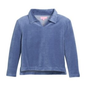 Bisby Dusty Blue Velour Polo Pullover