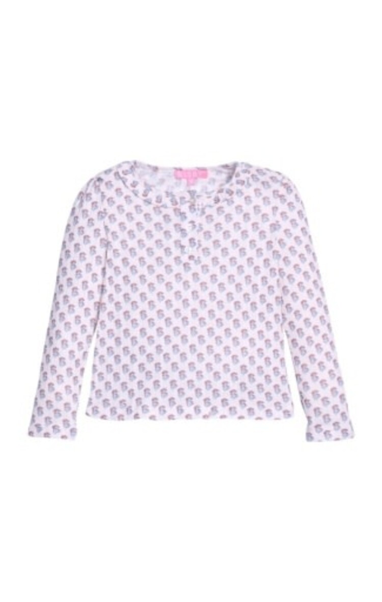 Bisby Verbier Pointelle Floral Henley Tee