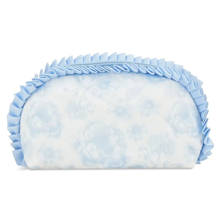 Iscream Beautiful Blue Toile Oval Cosmetic Bag