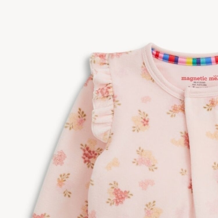 Magnetic  Me Floral Girls Velour Footie