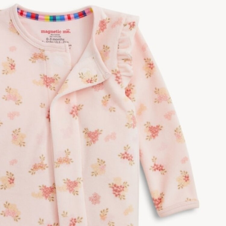 Magnetic  Me Floral Girls Velour Footie