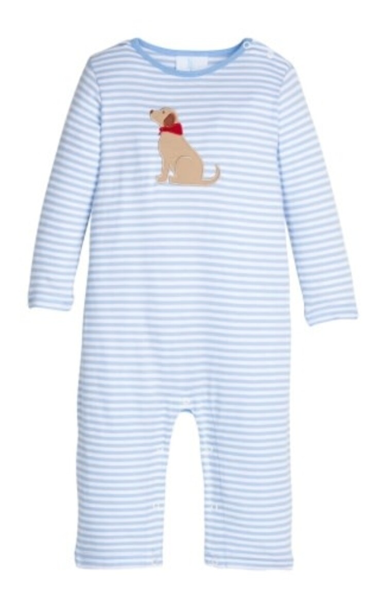 Little English Applique Romper Seated Lab