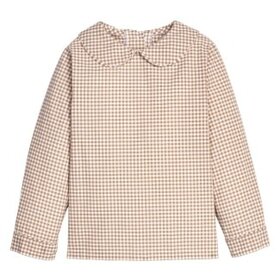 Little English Peter Pan Shirt Khaki Gingham