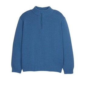 Little English Quarter Zip Sweater-Stormy Blue