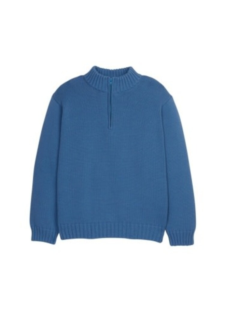 Little English Quarter Zip Sweater-Stormy Blue