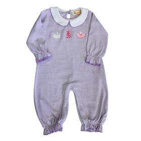 Luigi Kids Lavender Stripe Ballet Emb Romper