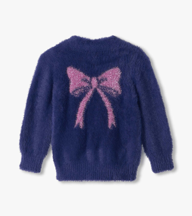 Hatley Pink Bow Fuzzy Cardigan