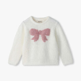 Hatley Gardenia Pink Bow Furry Sweater