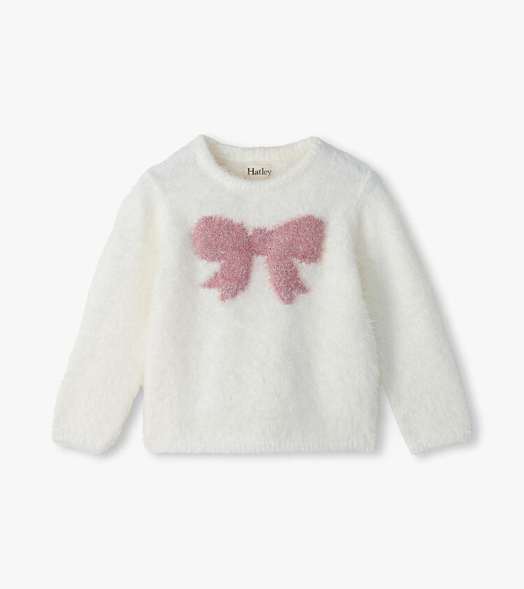 Hatley Gardenia Pink Bow Furry Sweater