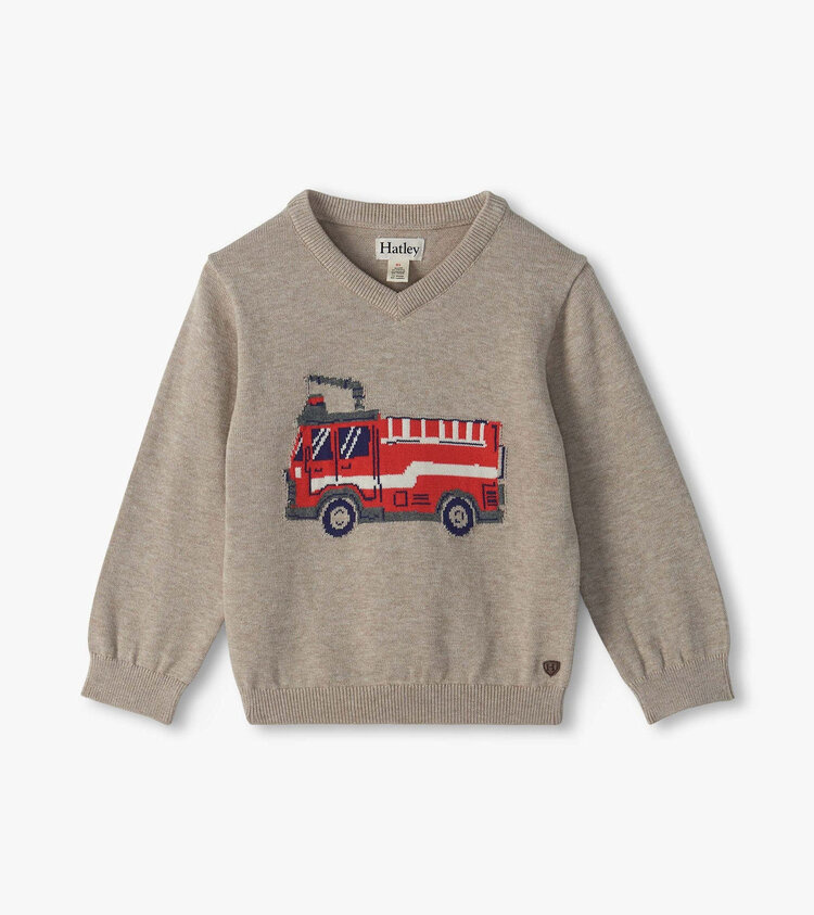 Hatley Firetruck V-Neck Sweater