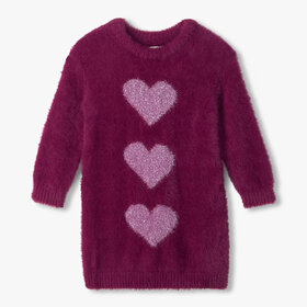 Hatley Raspberry Hearts Dropped Shoulder Sweater Dress