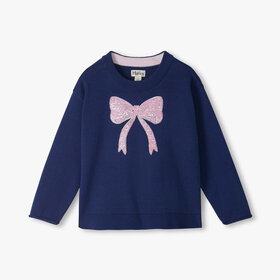 Hatley Pink Bow Sequin Crew Neck Sweater