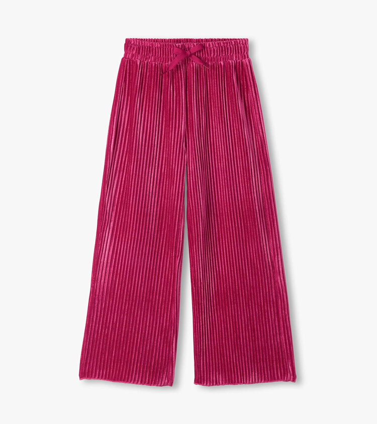 Hatley Pink Pleated Velour Relaxed Pants