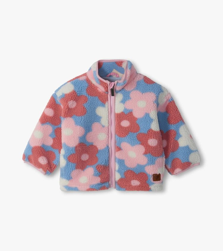 Hatley Big Flowers Mock Neck Faux Sherpa Jacket