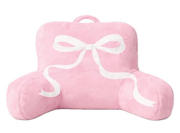 Iscream Pink Ribbon Bow Fur Lounge Pillow