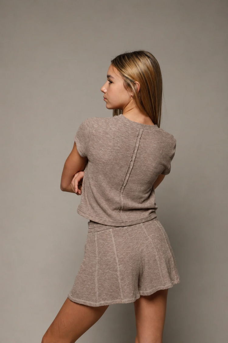 Tenly Nutmeg Hacci Jersey Swing Shorts