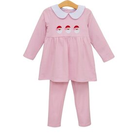 Trotter Street Kids Pink Santa Trio Pant Set