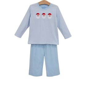 Trotter Street Kids Blue Santa Trio Pant Set