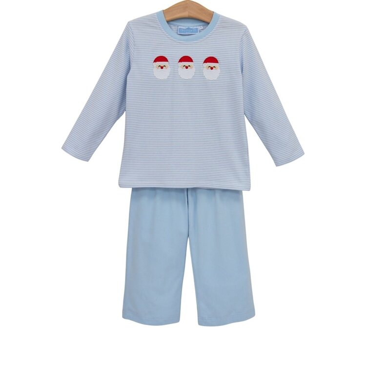 Trotter Street Kids Blue Santa Trio Pant Set