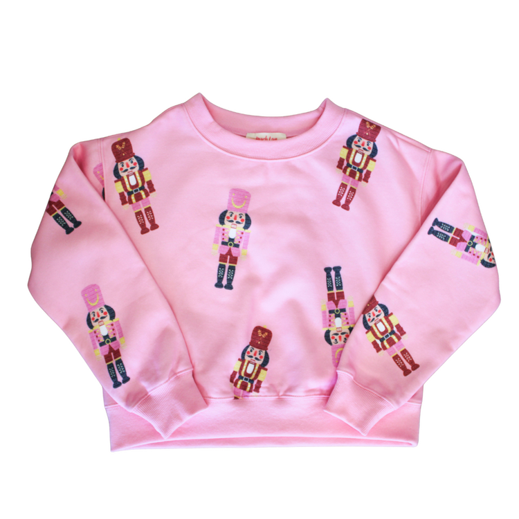 Peach Love Nutcrackers Screen Print Crew Neck
