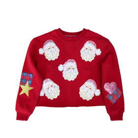 Paper Flower Chenille Santa Appliques Sweatshirt