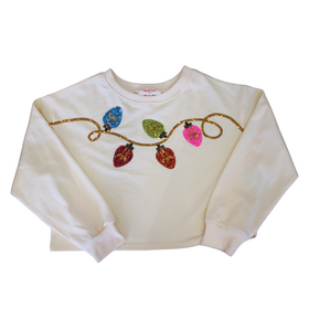 Peach Love Holiday Sequin Lights Sweatshirt