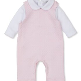 Kissy Kissy Pink Jacquard Overall Set
