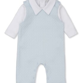 Kissy Kissy Blue Jacquard Overall Set