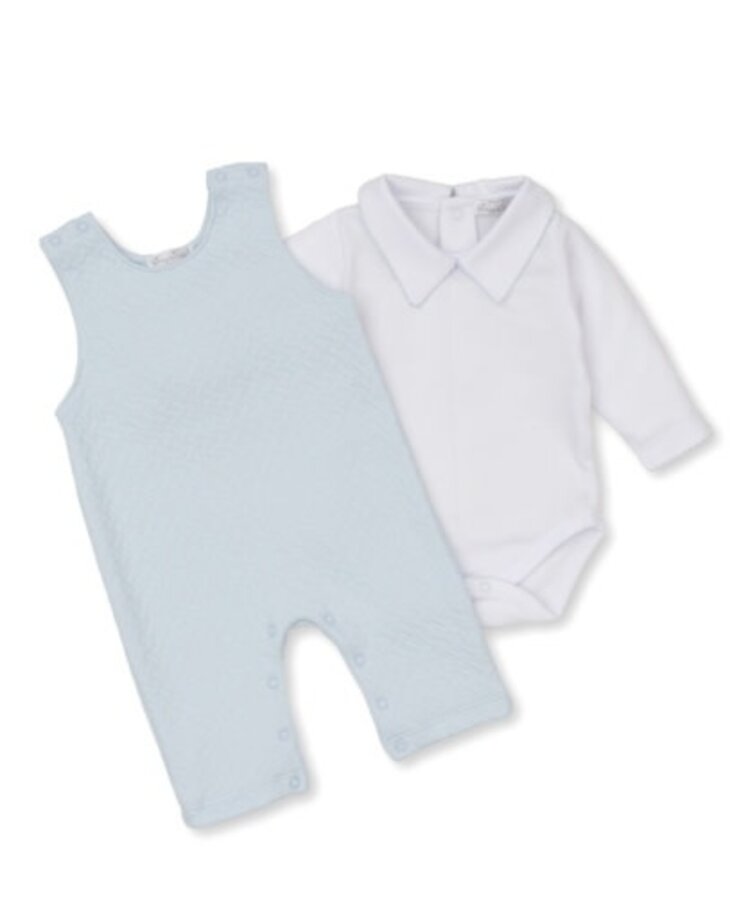 Kissy Kissy Blue Jacquard Overall Set