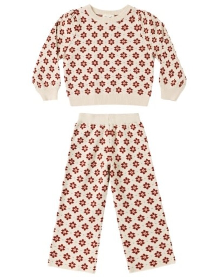 Rylee + Cru LLC Poinsetta Jacquard Knit Set