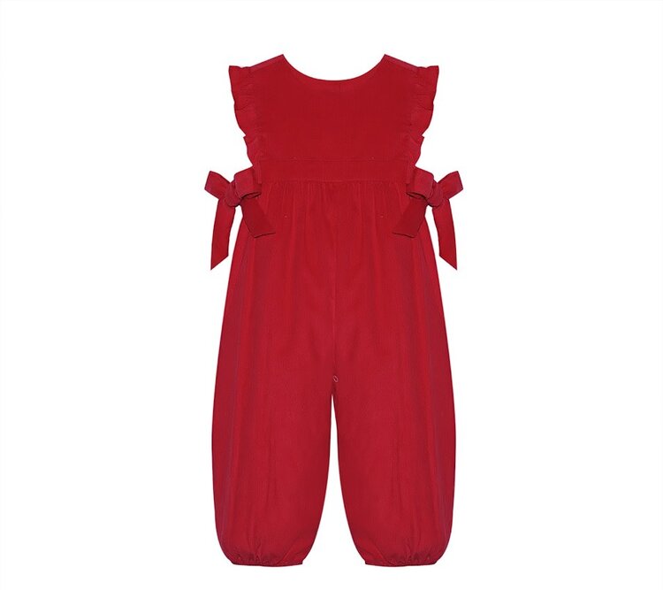 Remember Nguyen Red Corduroy Abigail Long Romper